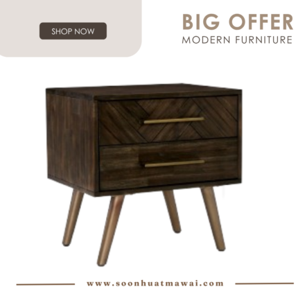SIVAN BEDSIDE TABLE WITH 2 DRAWER 822/1809 (HINLIM)
