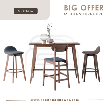 144059/248012 1+2 CEDAR COUNTER TABLE WITH MORA BAR CHAIR (HINLIM)