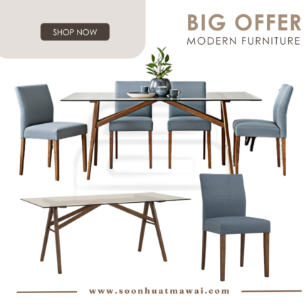 146113/241550 1+6 KOEN DINING TABLE WITH LADEE DINING CHAIR (HINLIM)