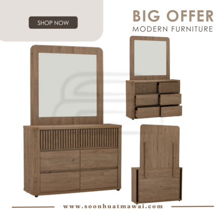 KALMAR 6 DRAWER DRESSER WITH MIRROR 173 (HINLIM)