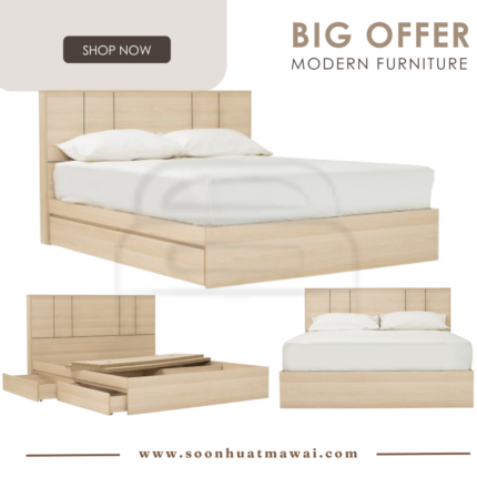 HARRINGTON QUEEN BED WITH STORAGE WITH 1900MM SIDE RAIL (HINLIM)