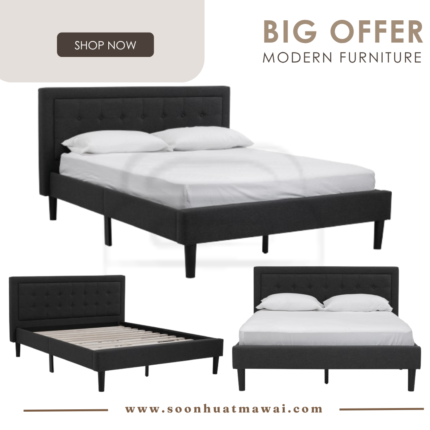 HAYDEN KING BED WITH 2000MM SIDE RAIL BLACK/6516 (HINLIM)