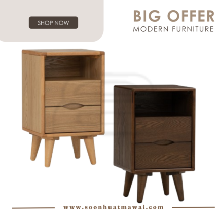YARA BEDSIDE TABLE WITH 2 DRAWER 102 / 109 (HINLIM)