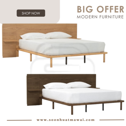 PLATO QUEEN BED WITH 1900MM BED PANEL WITH SIDE TABLE 102 / 109 (HINLIM)