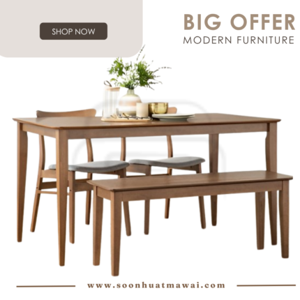 144078/241506/243037 1+2+1 STARK DINING TABLE WITH MACY DINING CHAIR & LEONA BENCH (HINLIM)