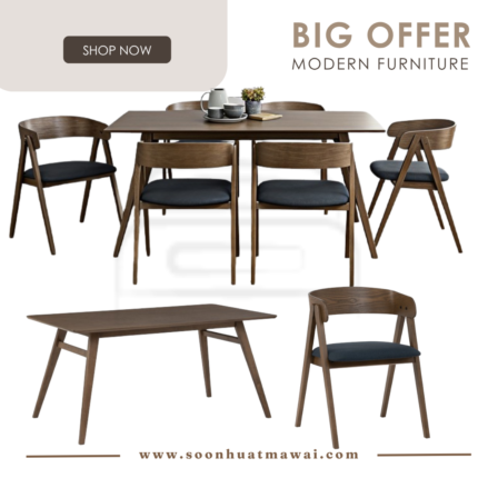 145075/241317 1+4 CADELL DINING TABLE WITH CARTER DINING CHAIR (HINLIM)