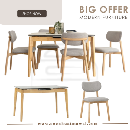 145168/241638 1+4 FOLTO DINING TABLE WITH LUCA DINING CHAIR (HINLIM)