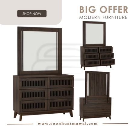 OLAINE 6 DRAWER DRESSER WITH MIRROR 109/170 (HINLIM)