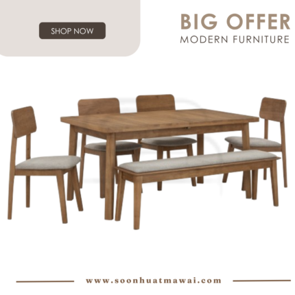 146161/241662/245019 1+4+1 TORONTO EXT DINING TABLE WITH TORONTO DINING CHAIR & TORONTO BENCH (HINLIM)