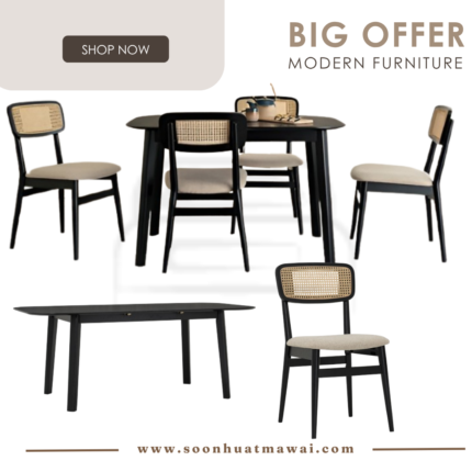 146158/241623 1+6 WOYER DINING TABLE WITH ARLO DINING CHAIR (HINLIM)