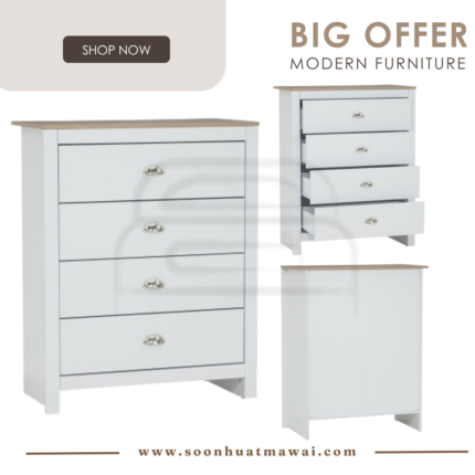 GALLE 4 DRAWER CHEST WHITE/SONOMA OAK (HINLIM)
