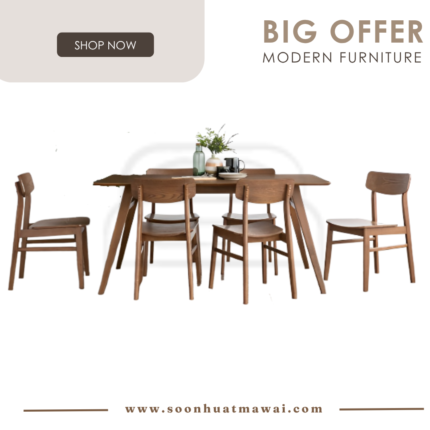 145075/241577 1+6 CADELL DINING TABLE WITH KODEE DINING CHAIR (HINLIM)