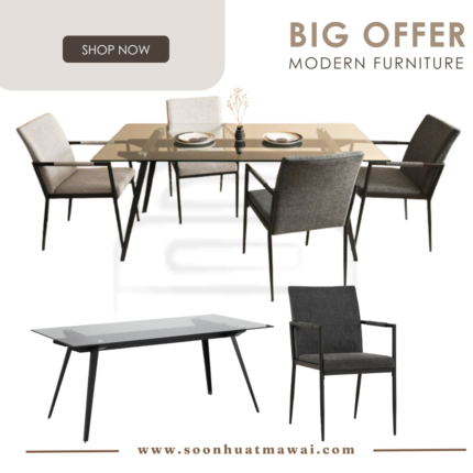 146054/241595 1+4 ARCHIE DINING TABLE WITH FERMA DINING CHAIR (HINLIM)