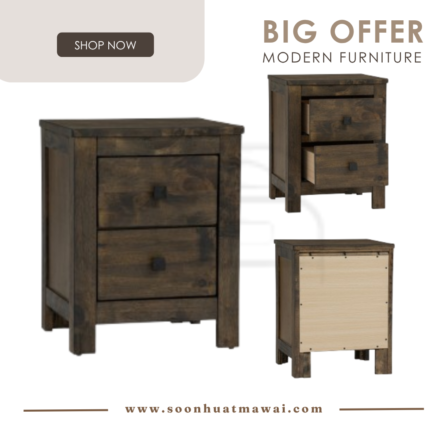 LEYTON BEDSIDE TABLE WITH 2 DRAWERS 1860 (HINLIM)