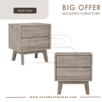 MADRID BEDSIDE TABLE WITH 2 DRAWER 1808 (HINLIM)